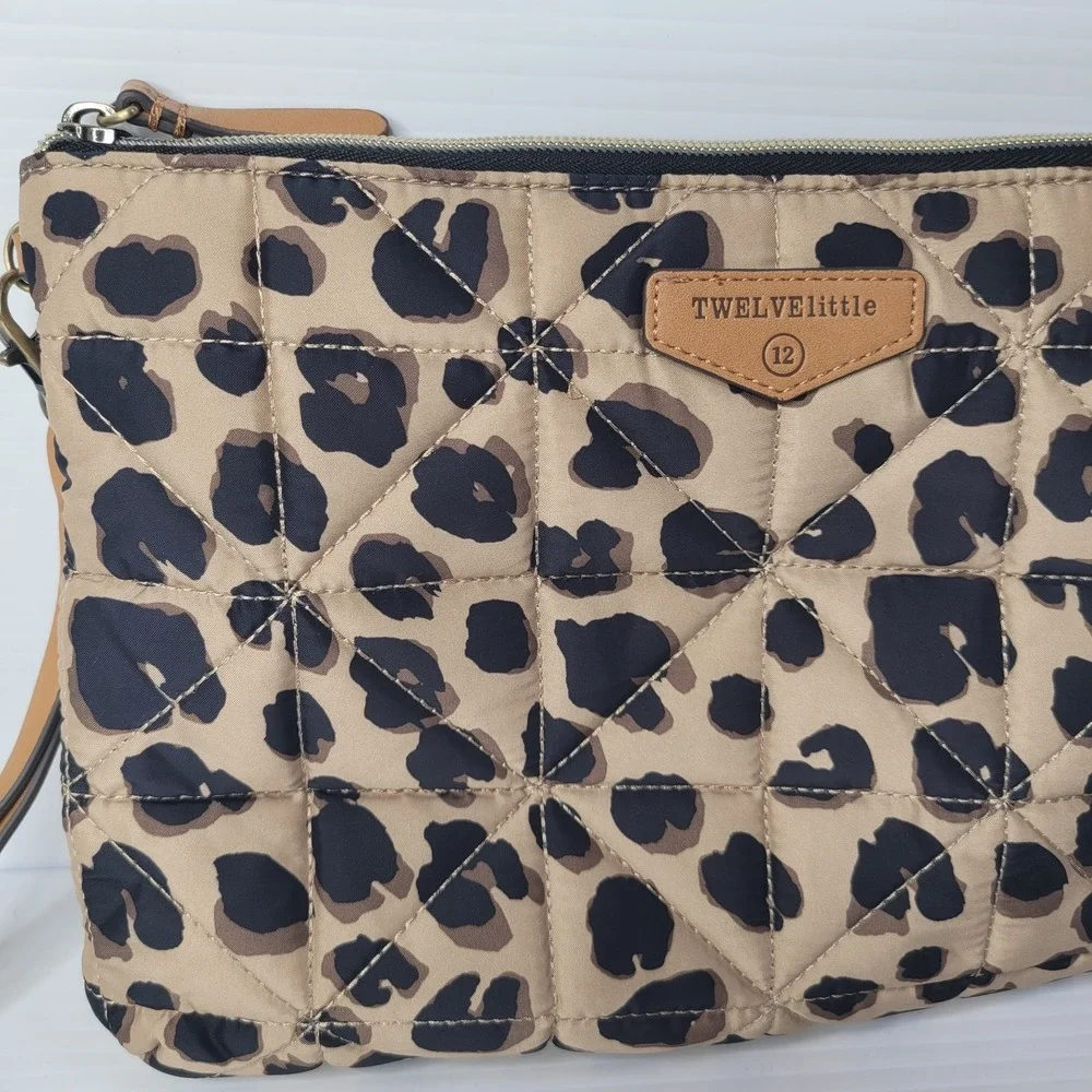 TWELVElittle Beige Leopard Animal Print Makeup Baby Wipe‎ Wristlet Bag 11 x8